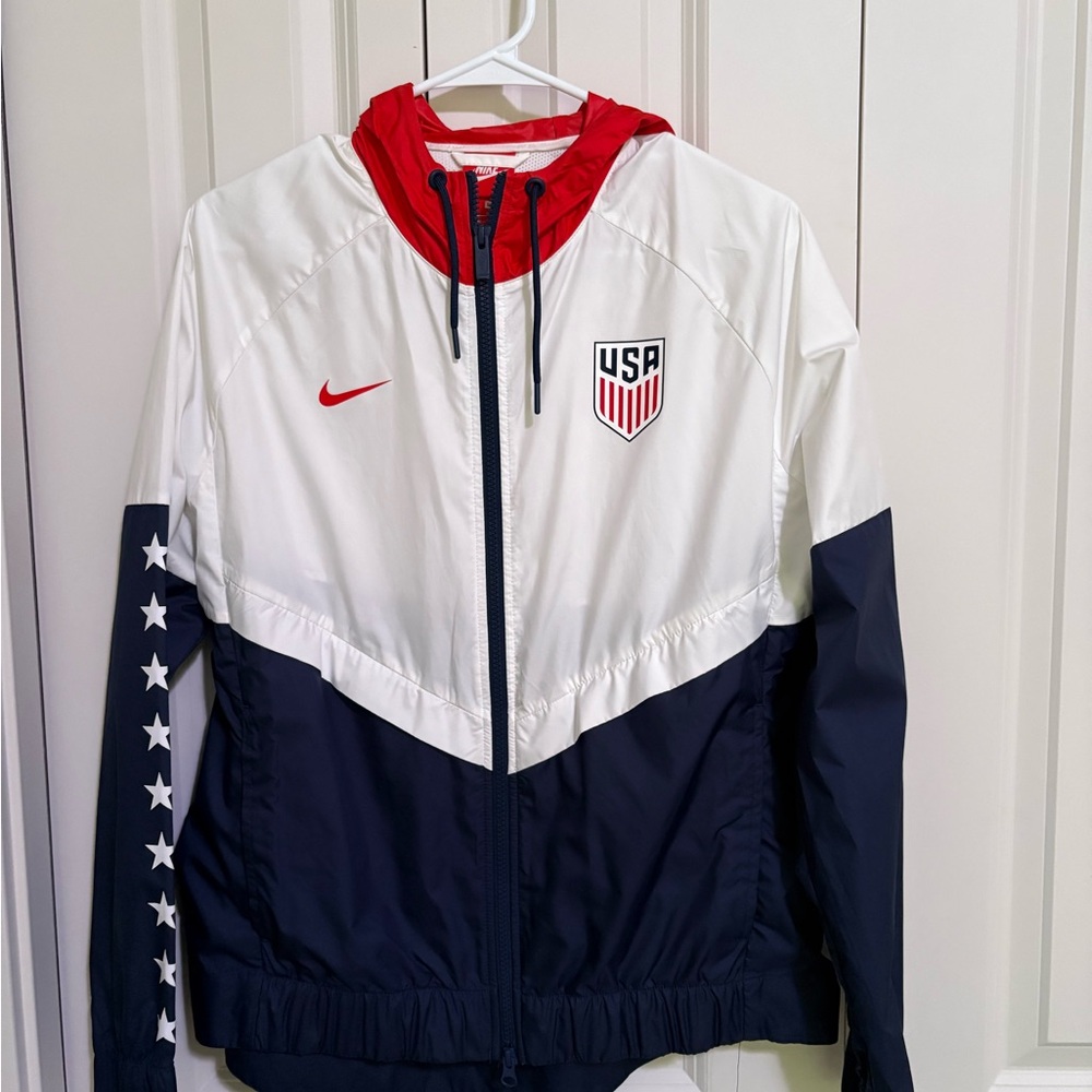 Nike Red and White Windbreaker Jacket